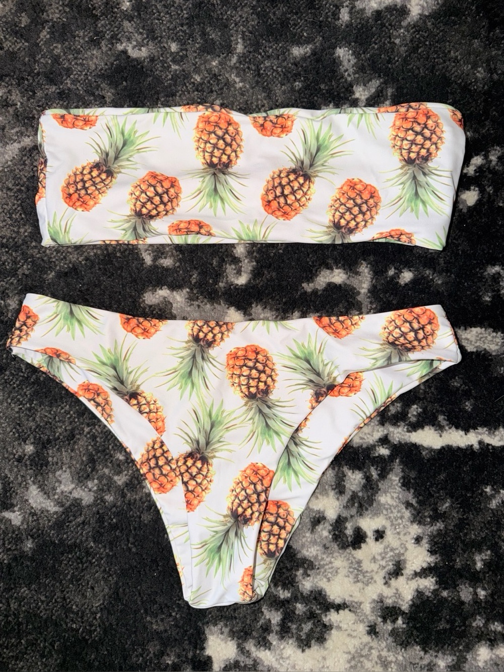 Pineapple Print Bandeau Bikini Set – Size Medium
